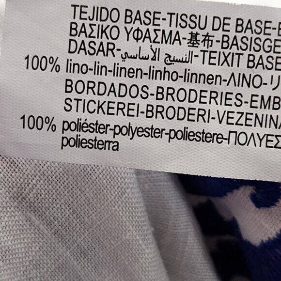 Zara White Blue Embroidered 100% Linen Flowy Peplum Long Skirt - Picture 6 of 6